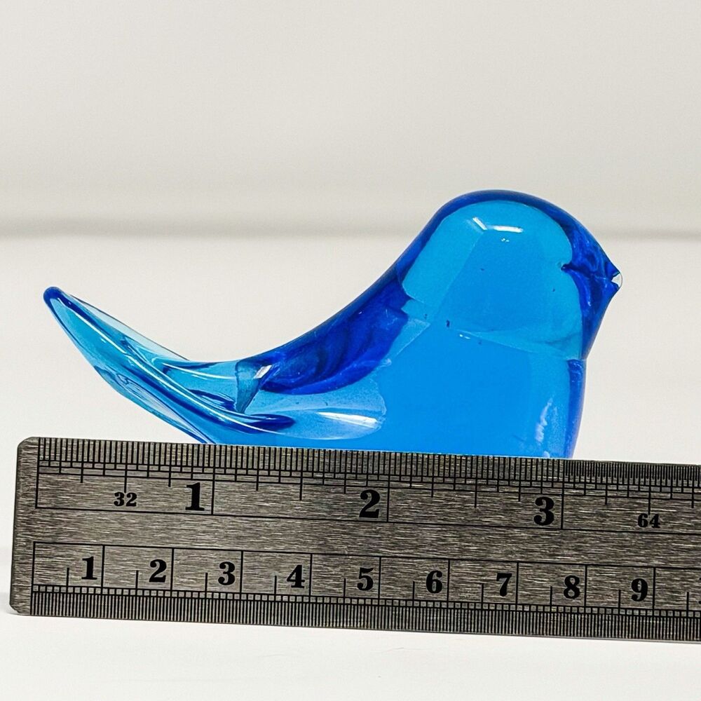 Leo Ward 1987 Blue Bird of Happiness Pair Signed UV Reactive Art Glass - Picture 10 of 10